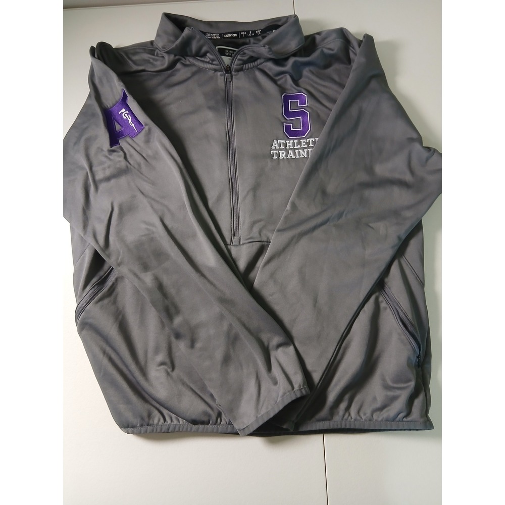 Adidas Womens Gray Quarter Zip Athletic Training Pullover Jacket Size L IB2408